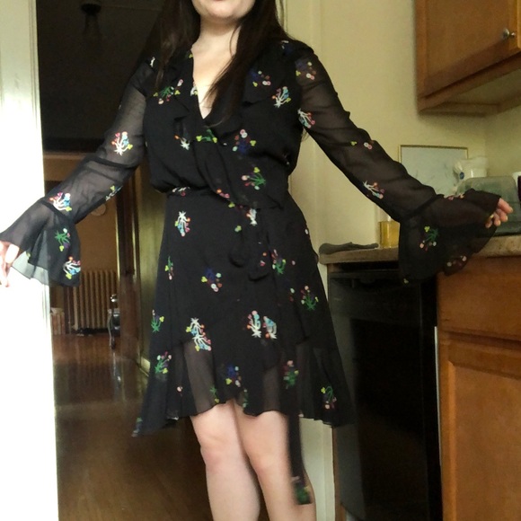 Cynthia Rowley Malibu Black Ruffle Wrap Dress - Picture 9 of 11